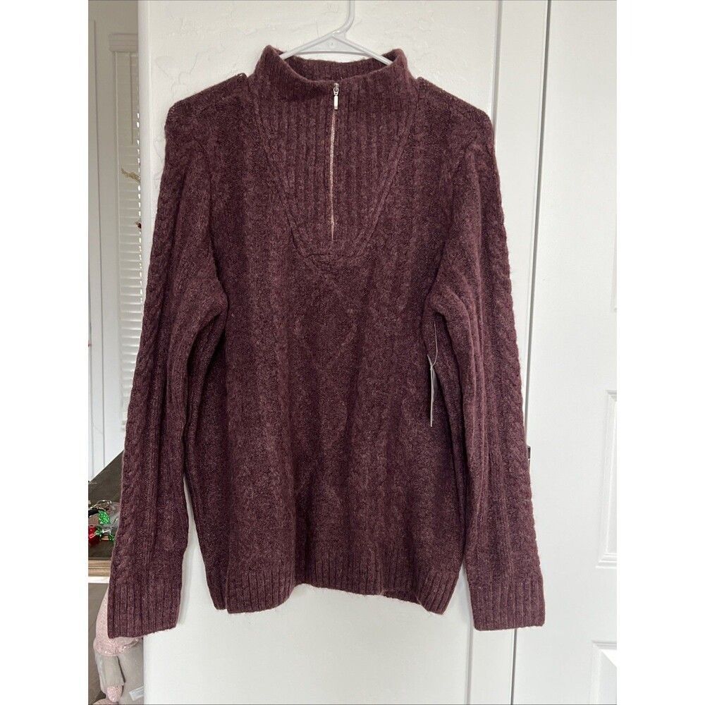 Croft & Barrow Womens Quarter Zip Sweater Women's mauve/ burgundy size M